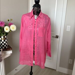 Vibrant Pink Sheer Blouse